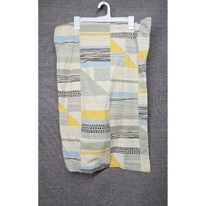 West Elm Geometric Abstract Stripe  Pillowcase Standard Yellow Blue Sage Cream